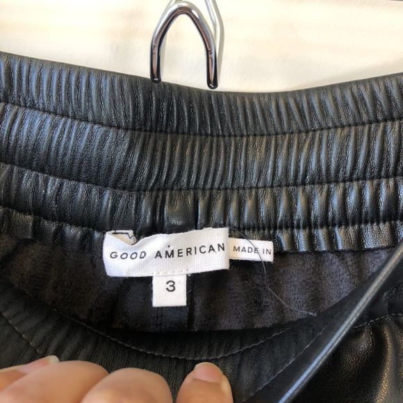 Good American Good 90's Black High Waisted Faux Leather Trousers Size Large NWTs - Picture 12 of 16